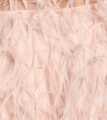 Feather-trimmed tulle minidress | Monique Lhuillier