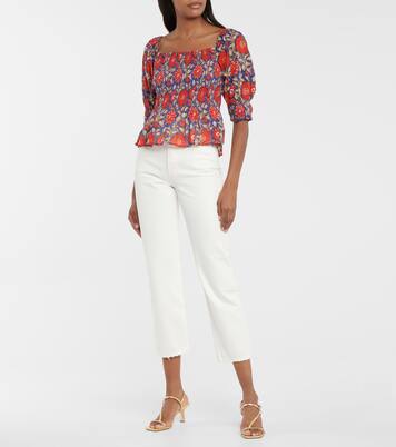 Corryn printed cotton top | Velvet