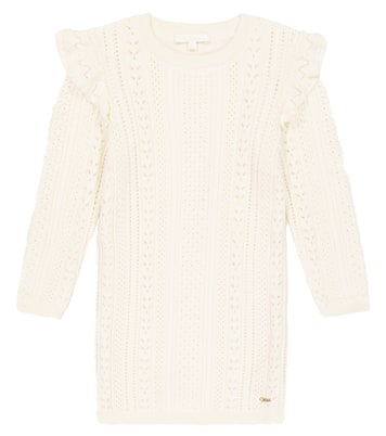Ruffled cotton and wool dress | Chloé Kids