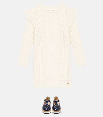 Ruffled cotton and wool dress | Chloé Kids
