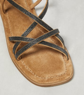 Verzierte Sandalen aus Veloursleder | Brunello Cucinelli