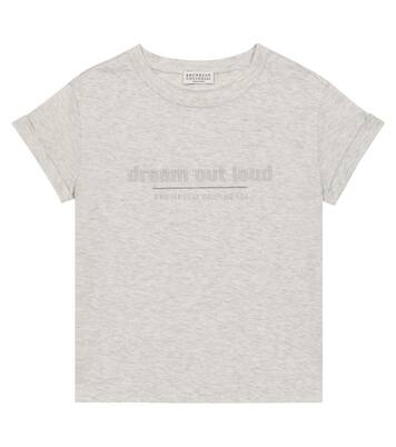 Embroidered cotton jersey T-shirt | Brunello Cucinelli Kids