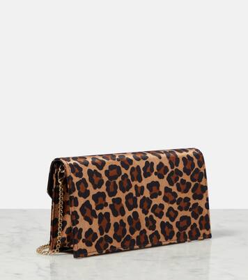 Loubi54 leopard-print satin clutch | Christian Louboutin