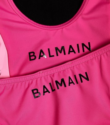 Logo ruffle-trimmed bikini | Balmain Kids