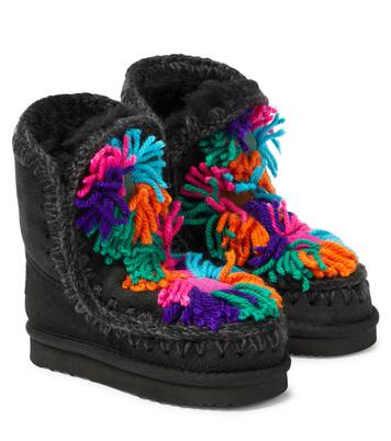 Floral-appliqué suede boots | Mou Kids