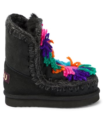 Floral-appliqué suede boots | Mou Kids
