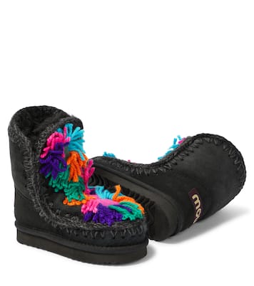 Floral-appliqué suede boots | Mou Kids