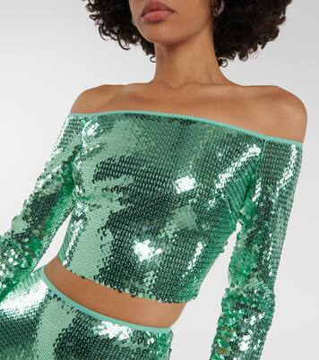 Cropped-Top mit Pailletten | David Koma