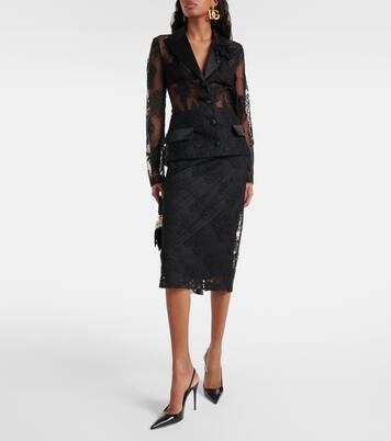 Midirock aus Baumwolle und Spitze | Dolce&Gabbana