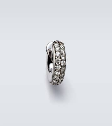 Macro Hoop Mini 18kt white gold single earring with diamonds | Spinelli Kilcollin