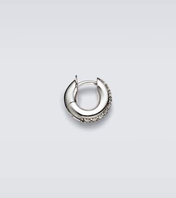 Macro Hoop Mini 18kt white gold single earring with diamonds | Spinelli Kilcollin