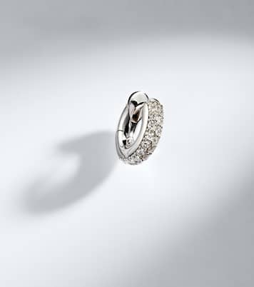 Macro Hoop Mini 18kt white gold single earring with diamonds | Spinelli Kilcollin