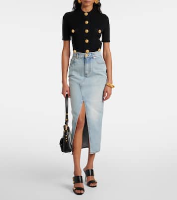 Falda midi en denim | Balmain