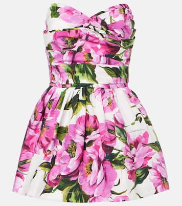Floral pleated cotton minidress | Dolce&Gabbana