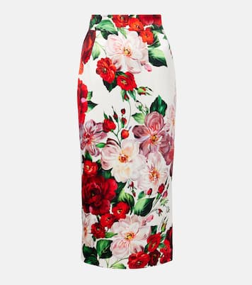 Jupe midi à fleurs | Dolce&Gabbana