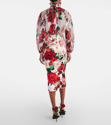 Jupe midi à fleurs | Dolce&Gabbana