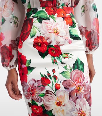 Jupe midi à fleurs | Dolce&Gabbana