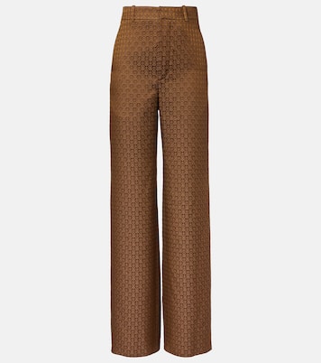 High-rise jacquard wide-leg pants | Saint Laurent