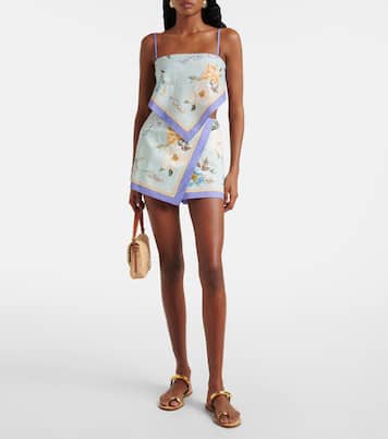 Bedruckte Shorts aus Leinen und Baumwolle | Self-Portrait