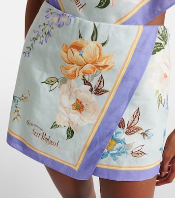 Bedruckte Shorts aus Leinen und Baumwolle | Self-Portrait