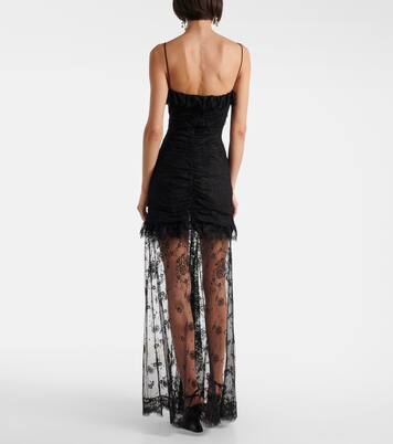 Robe longue en dentelle de coton mélangé | Alessandra Rich