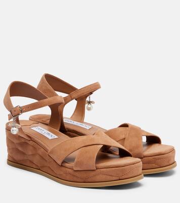 Astra 60 suede wedge sandals | Jimmy Choo