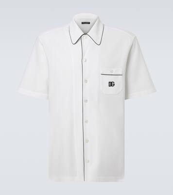 Camisa bowling de piqué de algodón y seda con DG | Dolce&Gabbana
