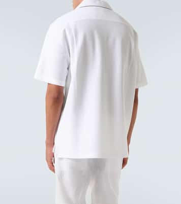 Camisa bowling de piqué de algodón y seda con DG | Dolce&Gabbana