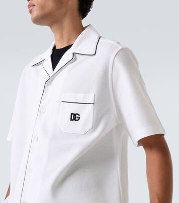 Camisa bowling de piqué de algodón y seda con DG | Dolce&Gabbana