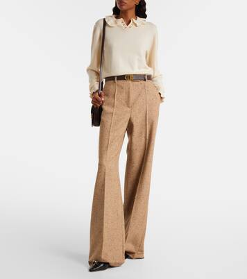 High-rise virgin wool wide-leg pants | Valentino