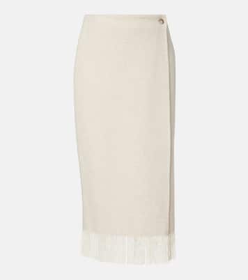 Fringed herringbone wool-blend wrap skirt | Polo Ralph Lauren