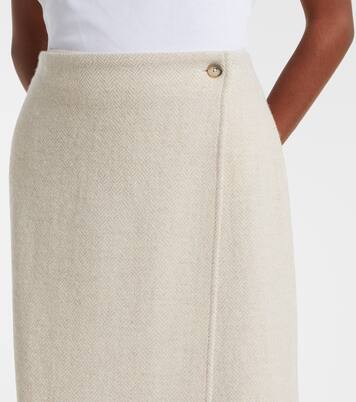 Fringed herringbone wool-blend wrap skirt | Polo Ralph Lauren