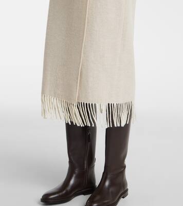 Fringed herringbone wool-blend wrap skirt | Polo Ralph Lauren
