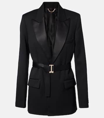 Belted satin-trimmed blazer | Victoria Beckham