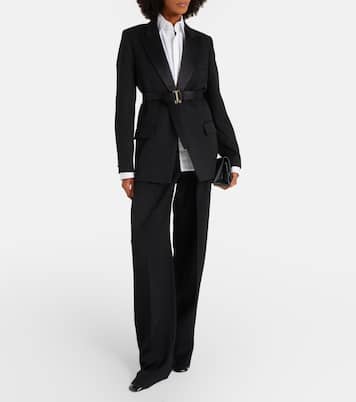 Belted satin-trimmed blazer | Victoria Beckham