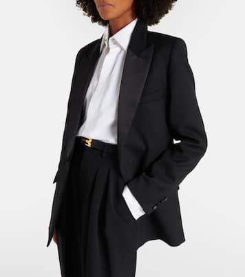 Belted satin-trimmed blazer | Victoria Beckham