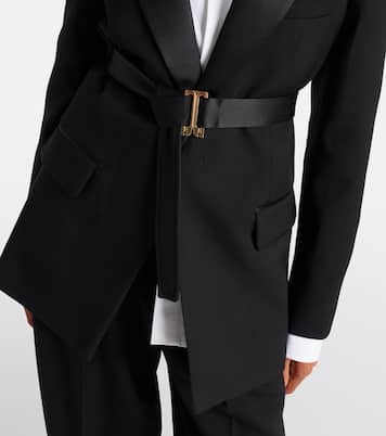 Belted satin-trimmed blazer | Victoria Beckham