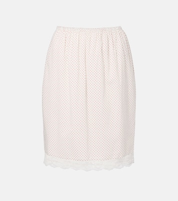 Marlowe lace-trimmed polka-dot cotton midi skirt | Posse