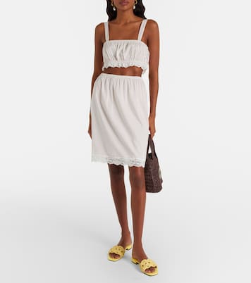 Marlowe lace-trimmed polka-dot cotton midi skirt | Posse