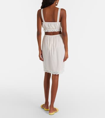 Marlowe lace-trimmed polka-dot cotton midi skirt | Posse