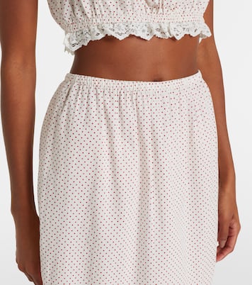 Marlowe lace-trimmed polka-dot cotton midi skirt | Posse