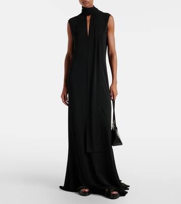 Scarf-detail jersey maxi dress | Plan C