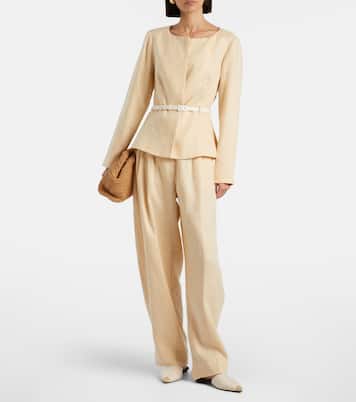 Rio褶裥亚麻桶形裤 | Posse