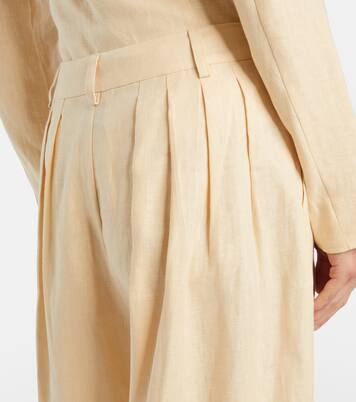 Rio褶裥亚麻桶形裤 | Posse