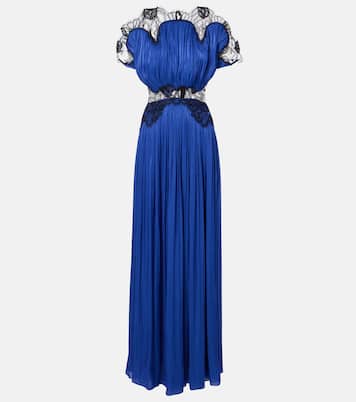 Abito lungo in velluto con pizzo | Costarellos