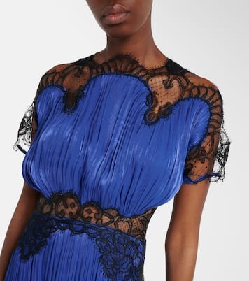 Abito lungo in velluto con pizzo | Costarellos