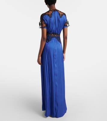 Abito lungo in velluto con pizzo | Costarellos