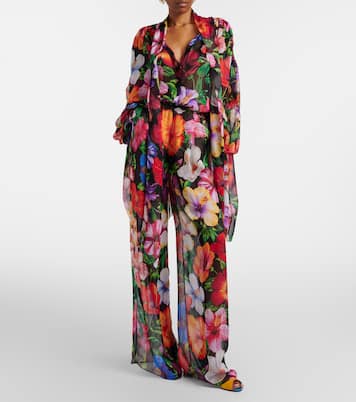 Floral silk chiffon wide-leg pants | Dolce&Gabbana