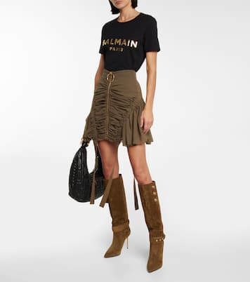 Ruched cotton-jersey miniskirt | Balmain