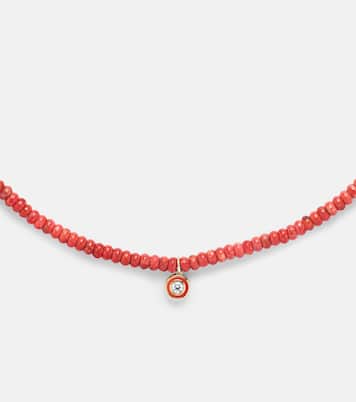 Bamboo coral and 14kt gold charm necklace | Sydney Evan